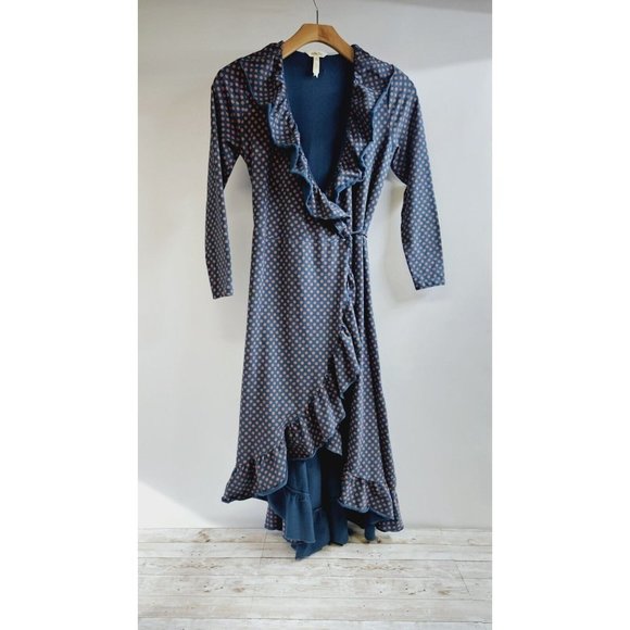 Matilda Jane Wrap Dress Womens SmallTeal Green Ruffle Long Sleeve - Picture 1 of 5